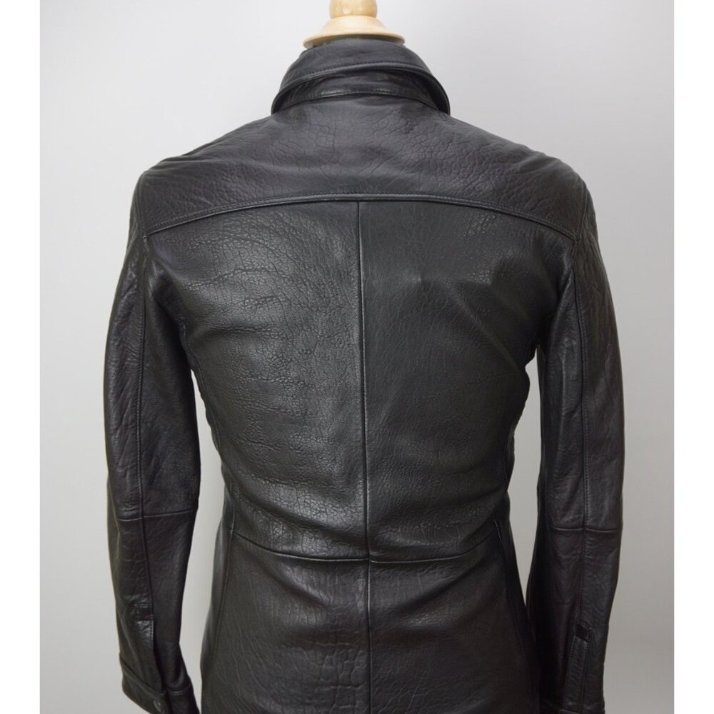 John Varvatos Black Snap/Zip Shirt Lamb Leather Jacket Coat Sz 44 NEW - Picture 3 of 7